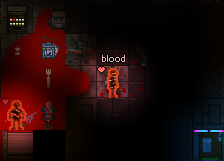 two people on fire in a dark room, one saying 'blood'